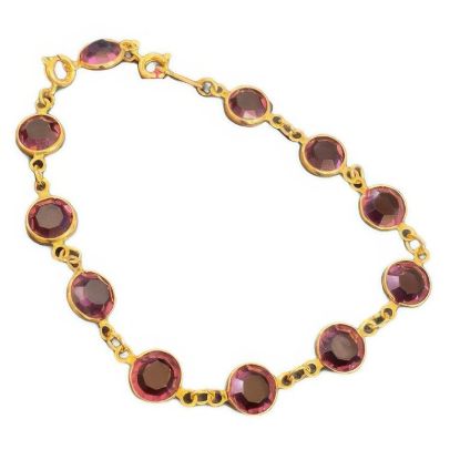 Picture of Vintage Swarovski Purple Austrian Crystal Bracelet Gold Tone