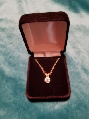 Picture of Vintage Austrian Crystal Pendant Necklace Gold Tone