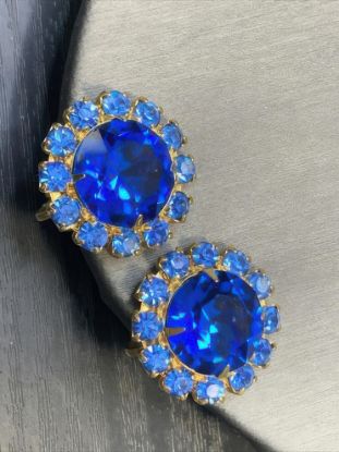 Picture of Royal Blue Austrian Crystal Cluster Earrings 34mm