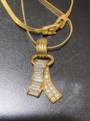 Picture of Swarovski Gold Tone Crystal Necklace Signed Swan