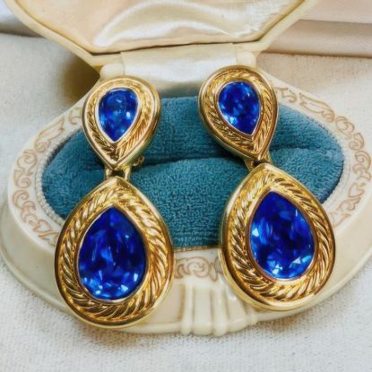 Picture of Vintage Swarovski Royal Blue Crystal Earrings