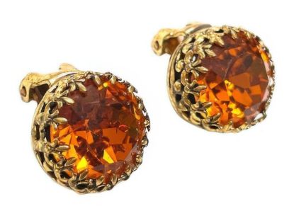 Picture of Vintage Signed Austria Citrine Topaz Crystal Earrings