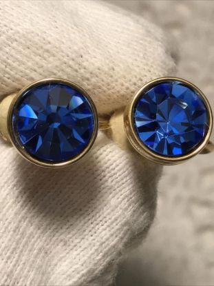 Picture of Vintage Swarovski Swan Gold Tone Clip Earrings