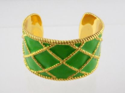 Picture of Lilly Pulitzer Green Goldtone Quilted Cuff Bracelet